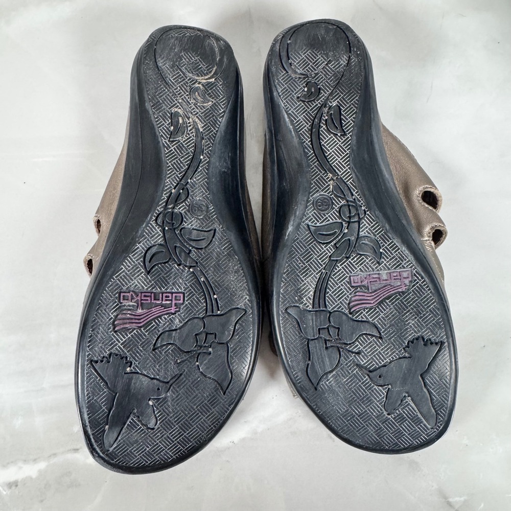 Dansko Metallic Taupe Leather Strappy Slide Sandals Adjustable Concho Comfort 39 - Picture 7 of 15